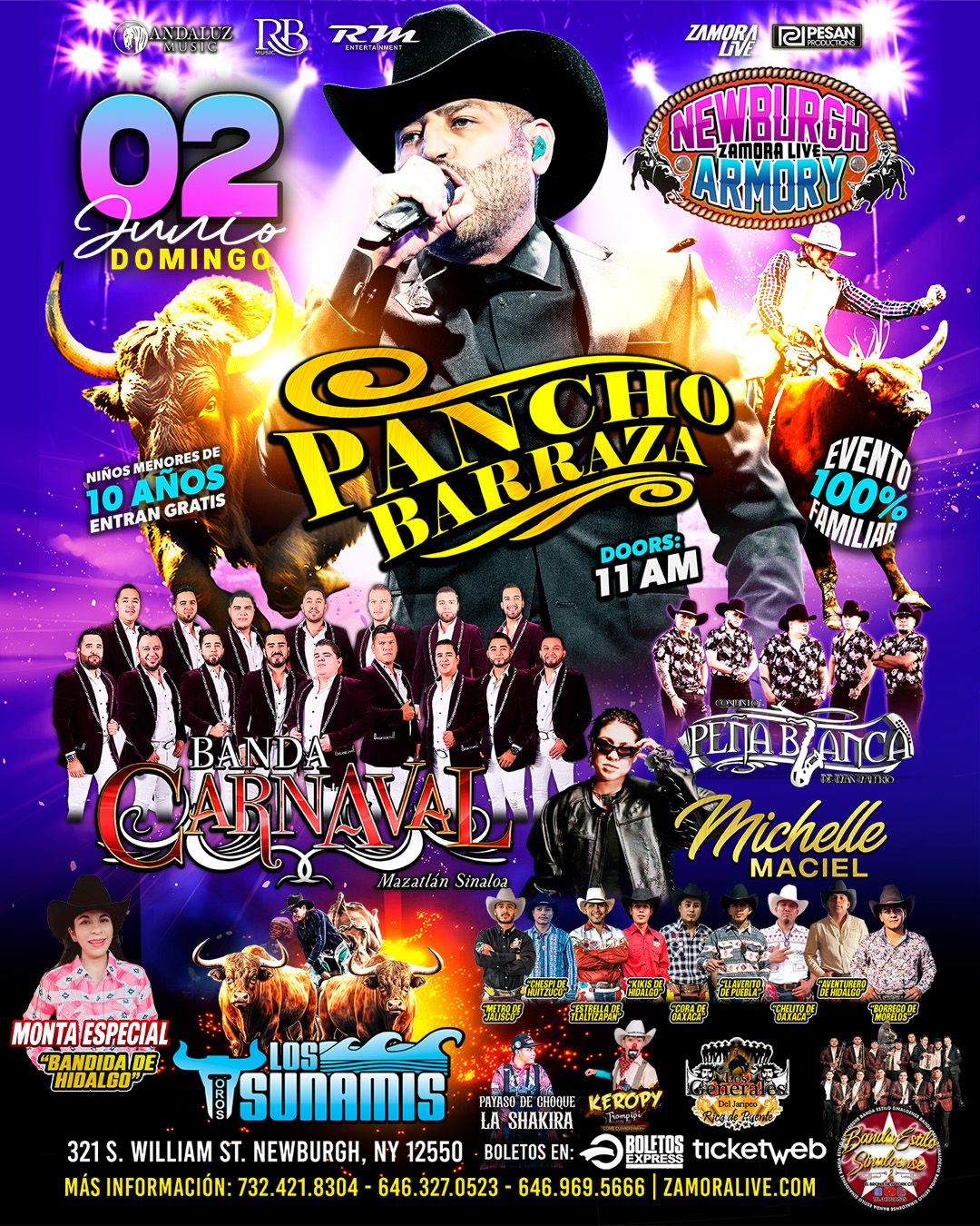 Buy tickets for Pancho Barraza • Banda Carnaval • Conjunto Peña Blanca en Newburgh Armory (JARIPEO) Pancho Barraza • Banda Carnaval • Conjunto Peña Blanca en Newburgh Armory (JARIPEO)