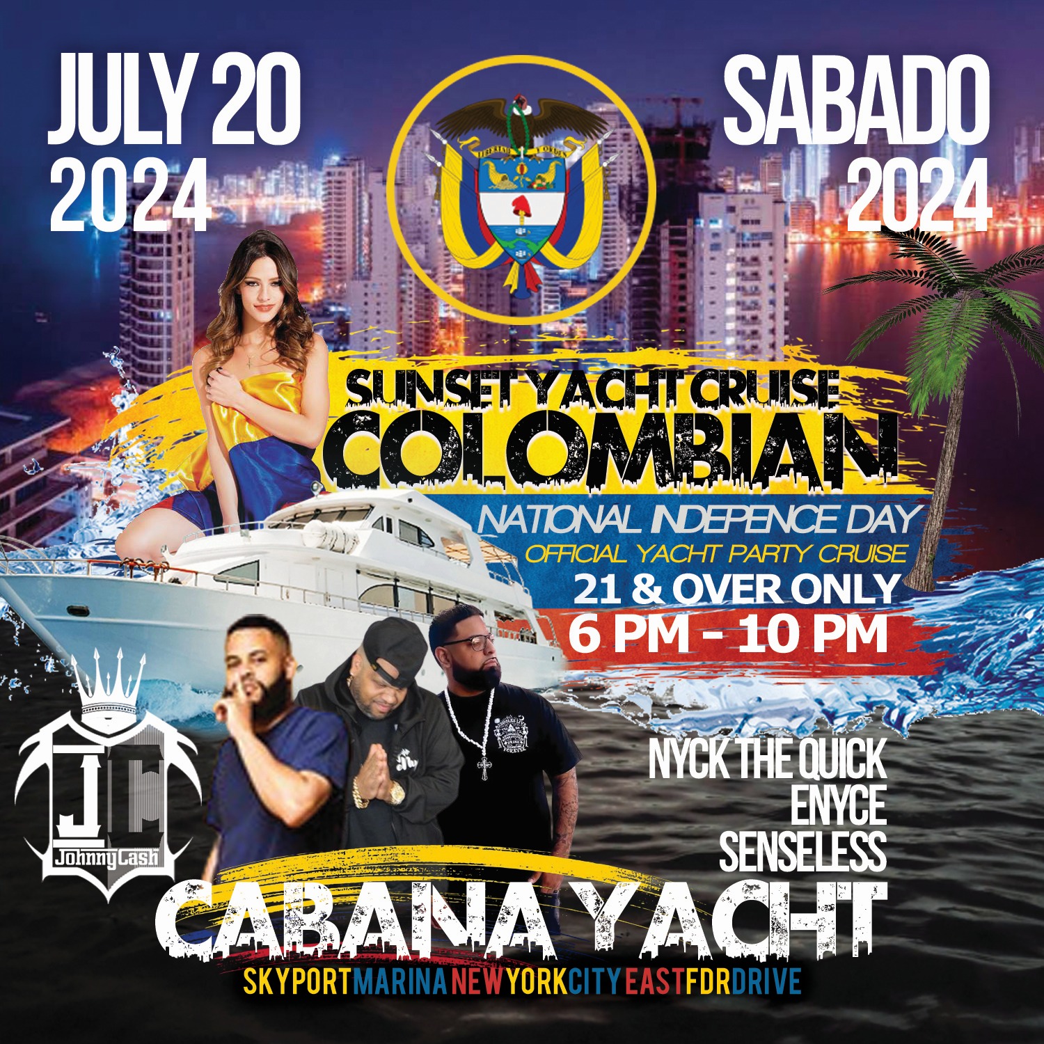 Colombian Independence Sunset Party Cruise