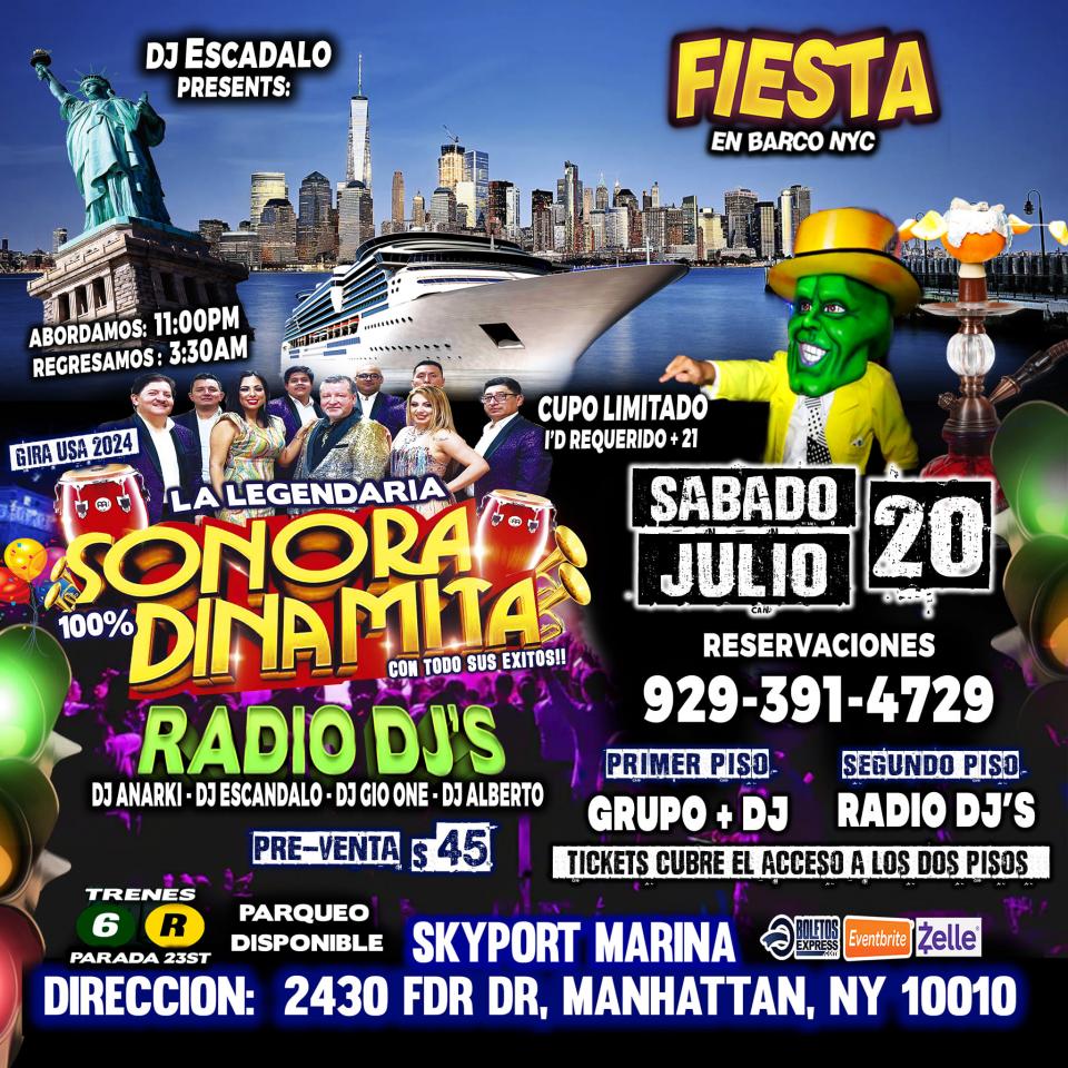 SONORA DIAMITA EN BARCO + RADIO DJ'S + MANHATTAN NY