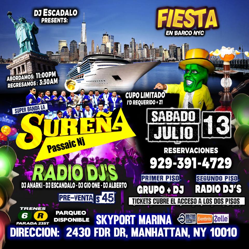 BANDA LA SURENA EN BARCO + RADIO DJ'S + MANHATTAN NY
