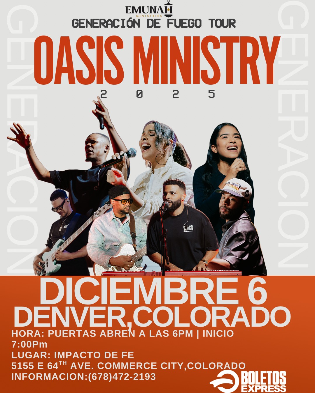 Buy tickets for GENERACION DE FUEGO-TOUR  OASIS MINISTRY 2025 GENERACION DE FUEGO-TOUR  OASIS MINISTRY 2025