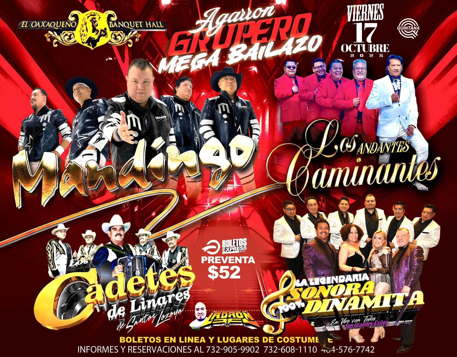 Buy tickets for MANDINGO | LOS ANDANTES CAMINANTES | CADETES DE LINARES & LA LEGENDARIA SONORA DINAMITA MANDINGO | LOS ANDANTES CAMINANTES | CADETES DE LINARES & LA LEGENDARIA SONORA DINAMITA