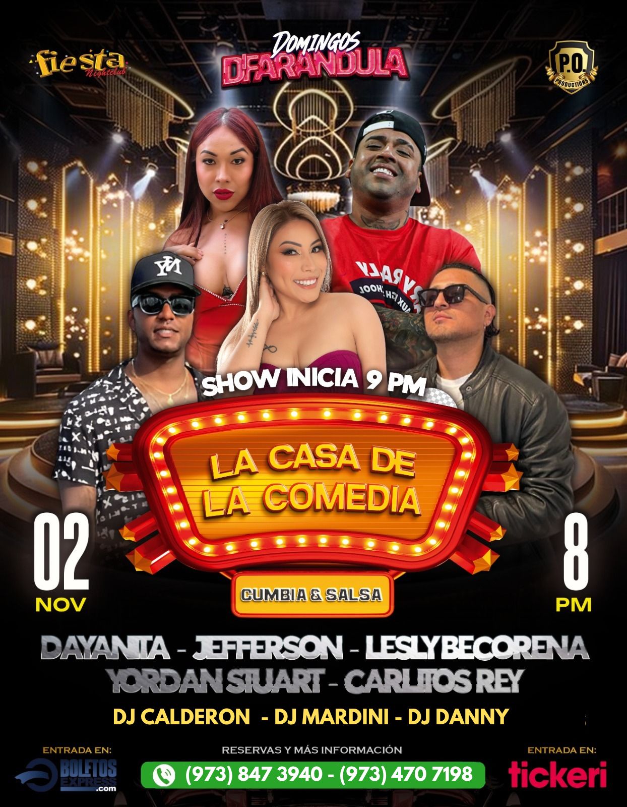 LA CASA DE LA COMEDIA EN PASSAIC NEW JERSEY, DAYANITA, JEFFERSON, LESLY BECORENA, YORDAN STUART, CARLITOS REY