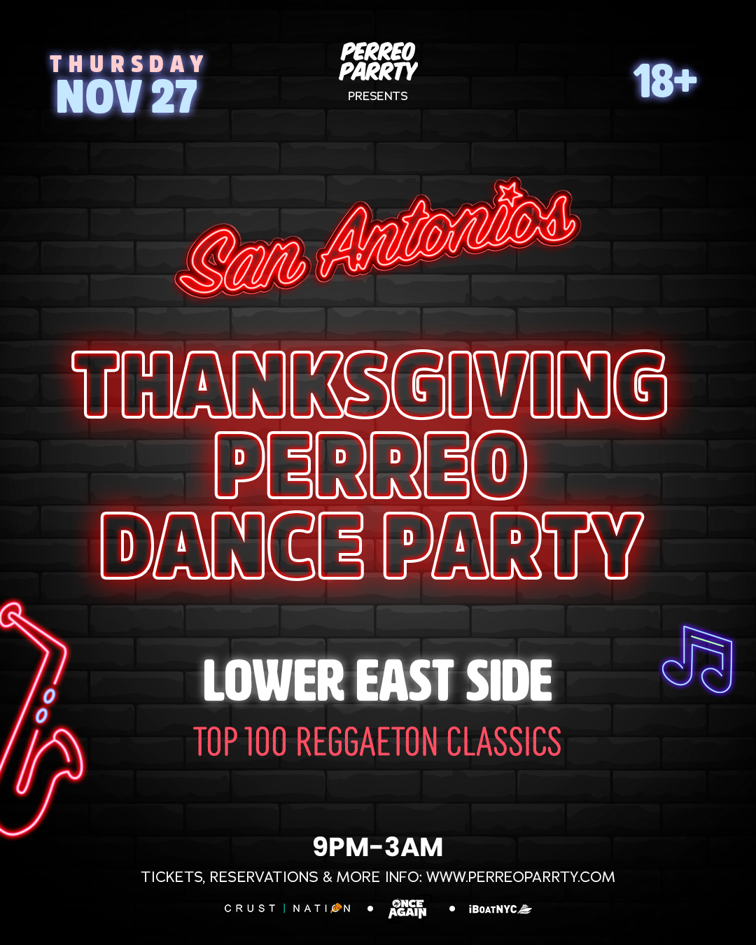 ThanksGiving Perreo Dance Party at San Antonios NYC (18+)
