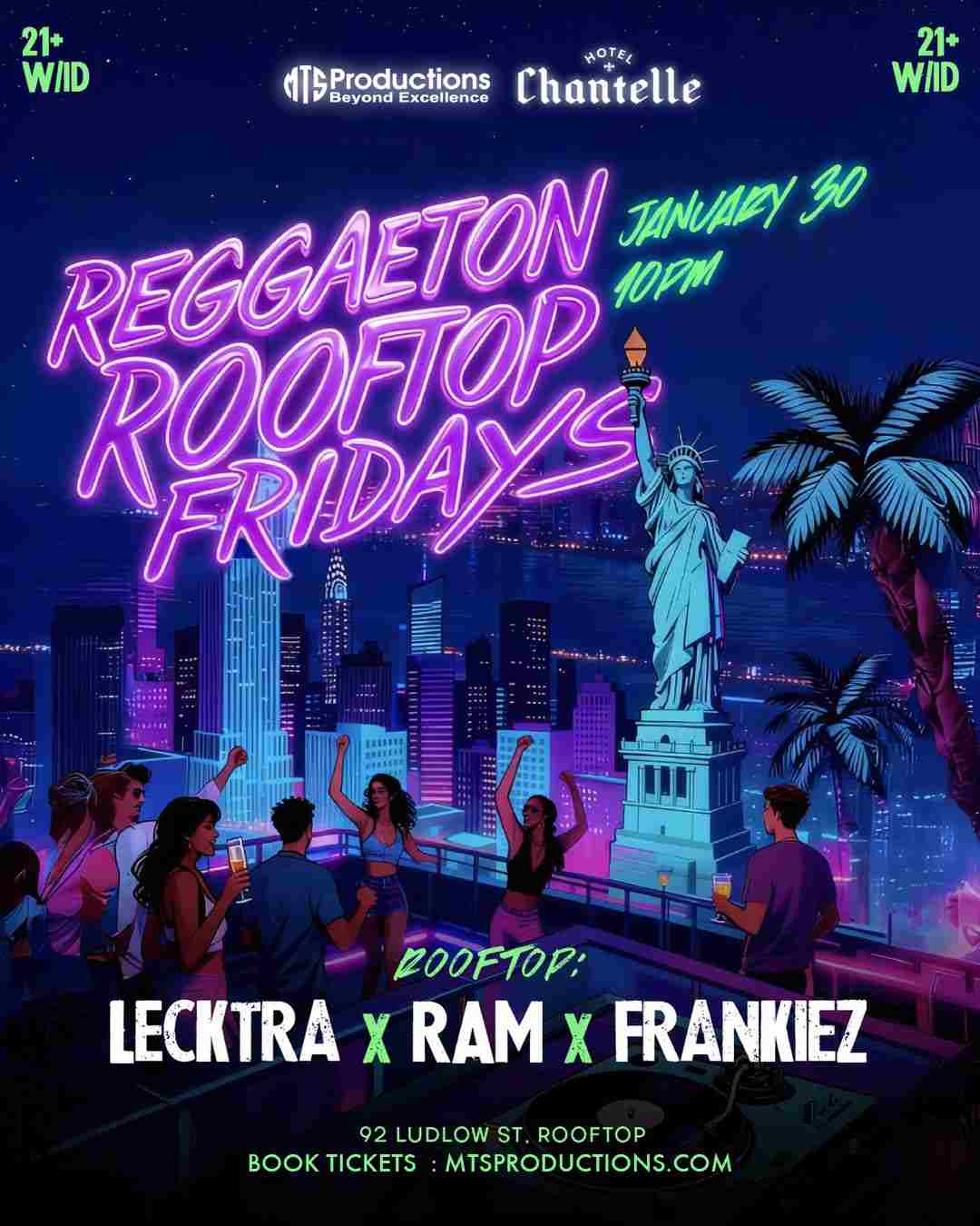 Buy tickets for Reggaeton Rooftop Fridays at Hotel Chantelle | Friday, Jan 30th Reggaeton Rooftop Fridays at Hotel Chantelle | Friday, Jan 30th
