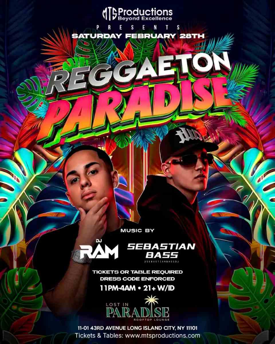 Reggaeton Paradise Rooftop Party – Lost in Paradise, Queens – Feb 28th