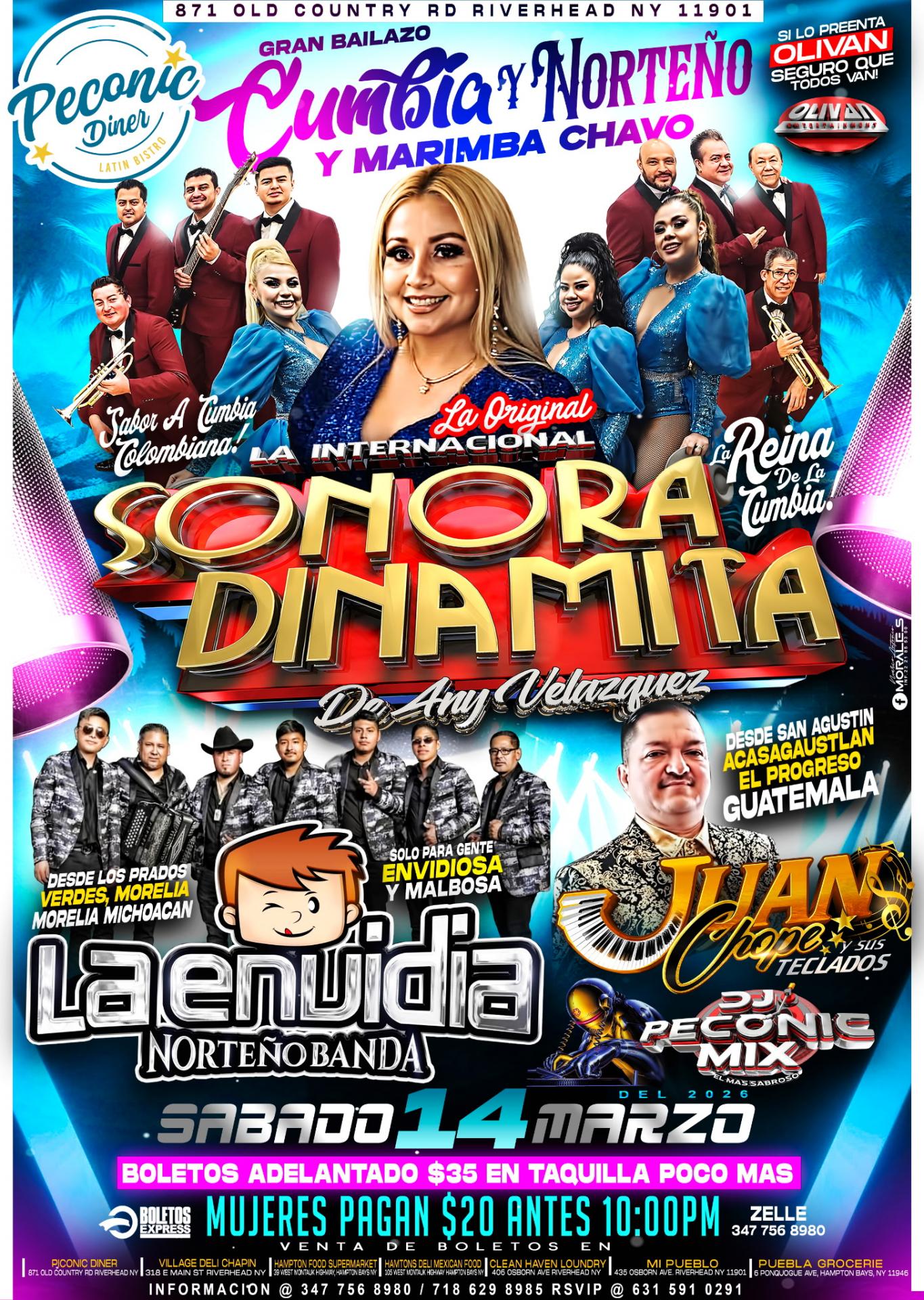 La International Sonora Dinamita Any Velasquez, Envidia Norteño Band, Juanchope Y Sus Teclados