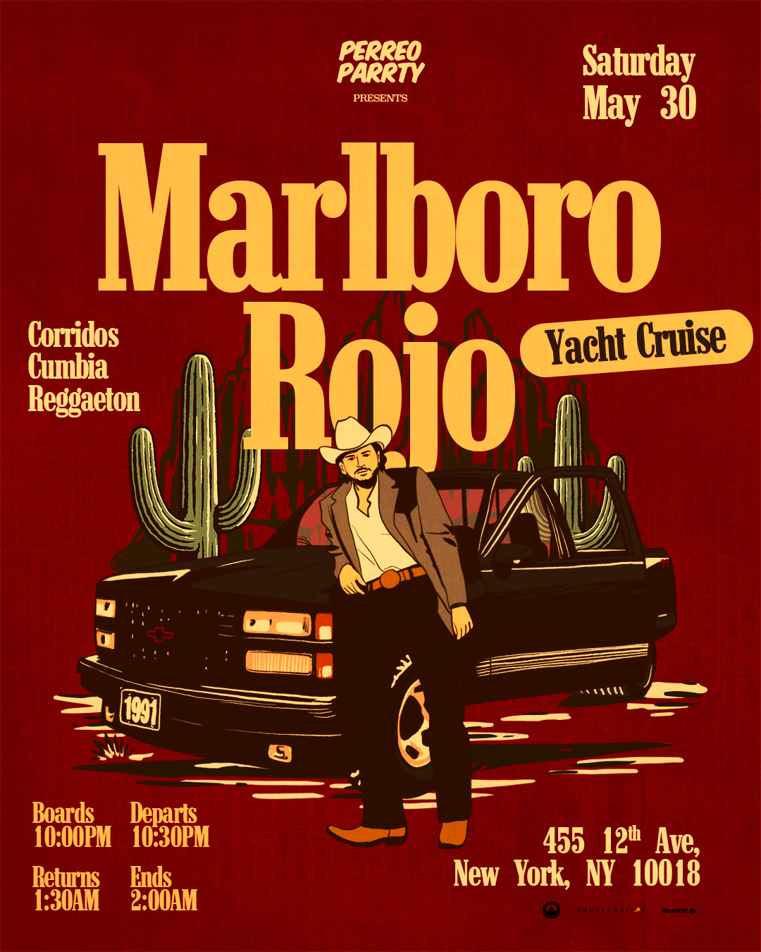 Buy tickets for MARLBORO ROJO - Corridos Boat Party NYC Yacht Cruise MARLBORO ROJO - Corridos Boat Party NYC Yacht Cruise