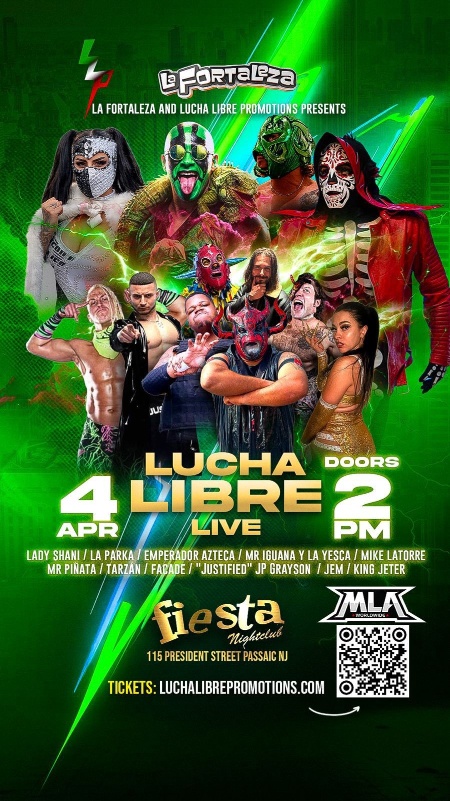 Buy tickets for LADY SHANI, LA PARKA, EMPERADOR AZTECA, MR IGUANA Y LA YESCA, MR PIÑATA, TARZAN, FACADE, JUSTIN PARKER, JEM, KING JETER LADY SHANI, LA PARKA, EMPERADOR AZTECA, MR IGUANA Y LA YESCA, MR PIÑATA, TARZAN, FACADE, JUSTIN PARKER, JEM, KING JETER