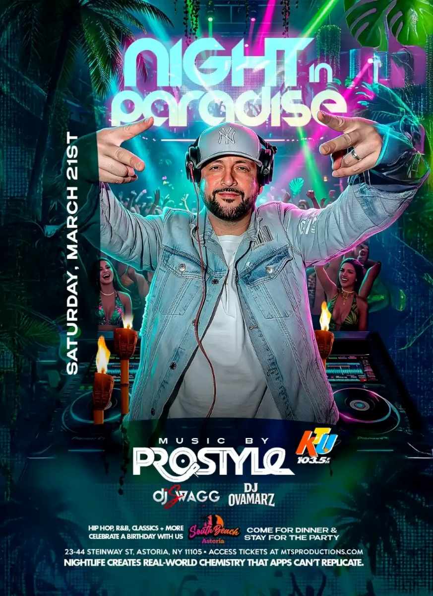 Buy tickets for Night in Paradise at South Beach Astoria | Hip Hop & R&B Party | March 21 Night in Paradise at South Beach Astoria | Hip Hop & R&B Party | March 21