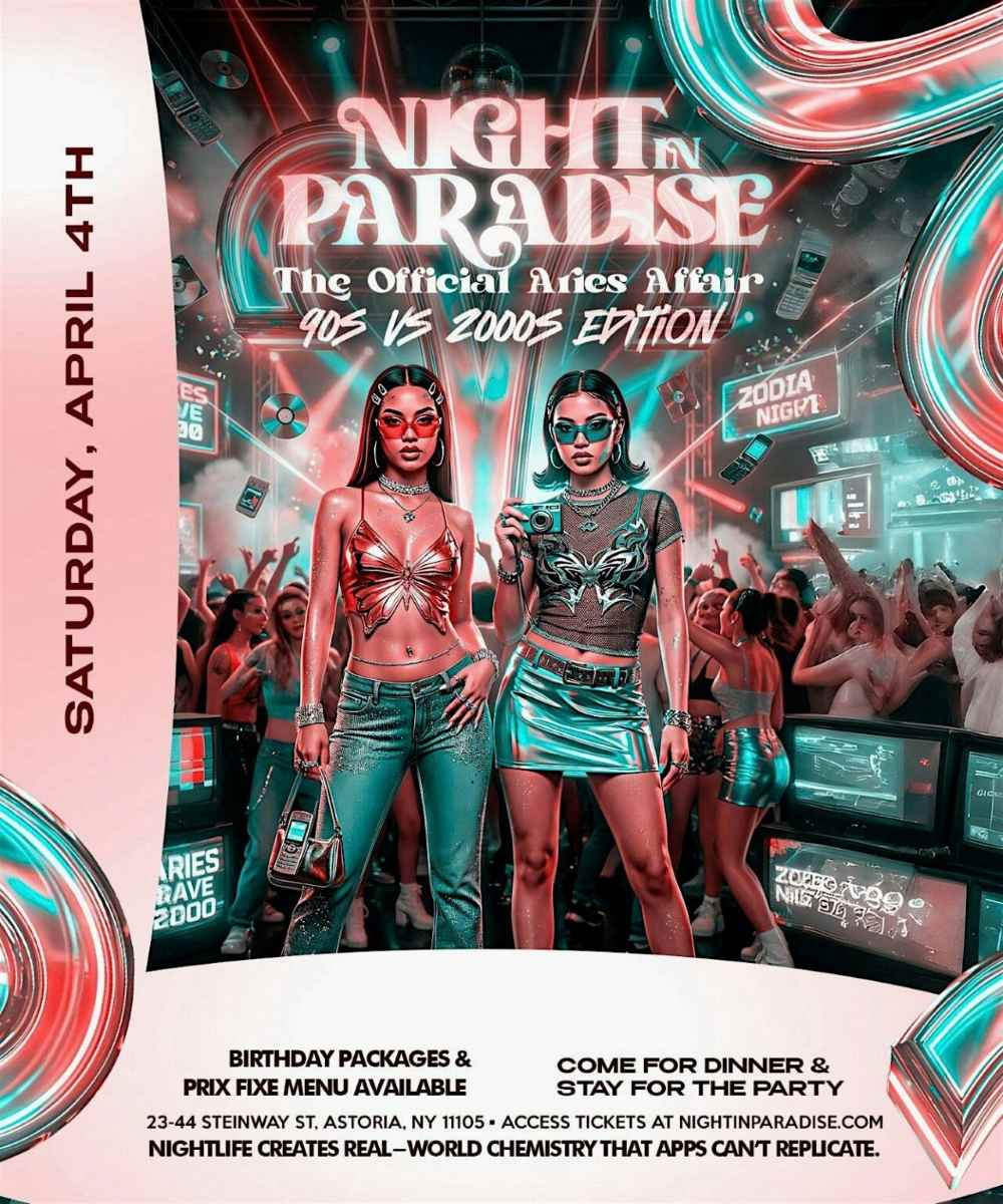 Buy tickets for Aries Party NYC: 90s vs 2000s Night in Paradise Event Aries Party NYC: 90s vs 2000s Night in Paradise Event