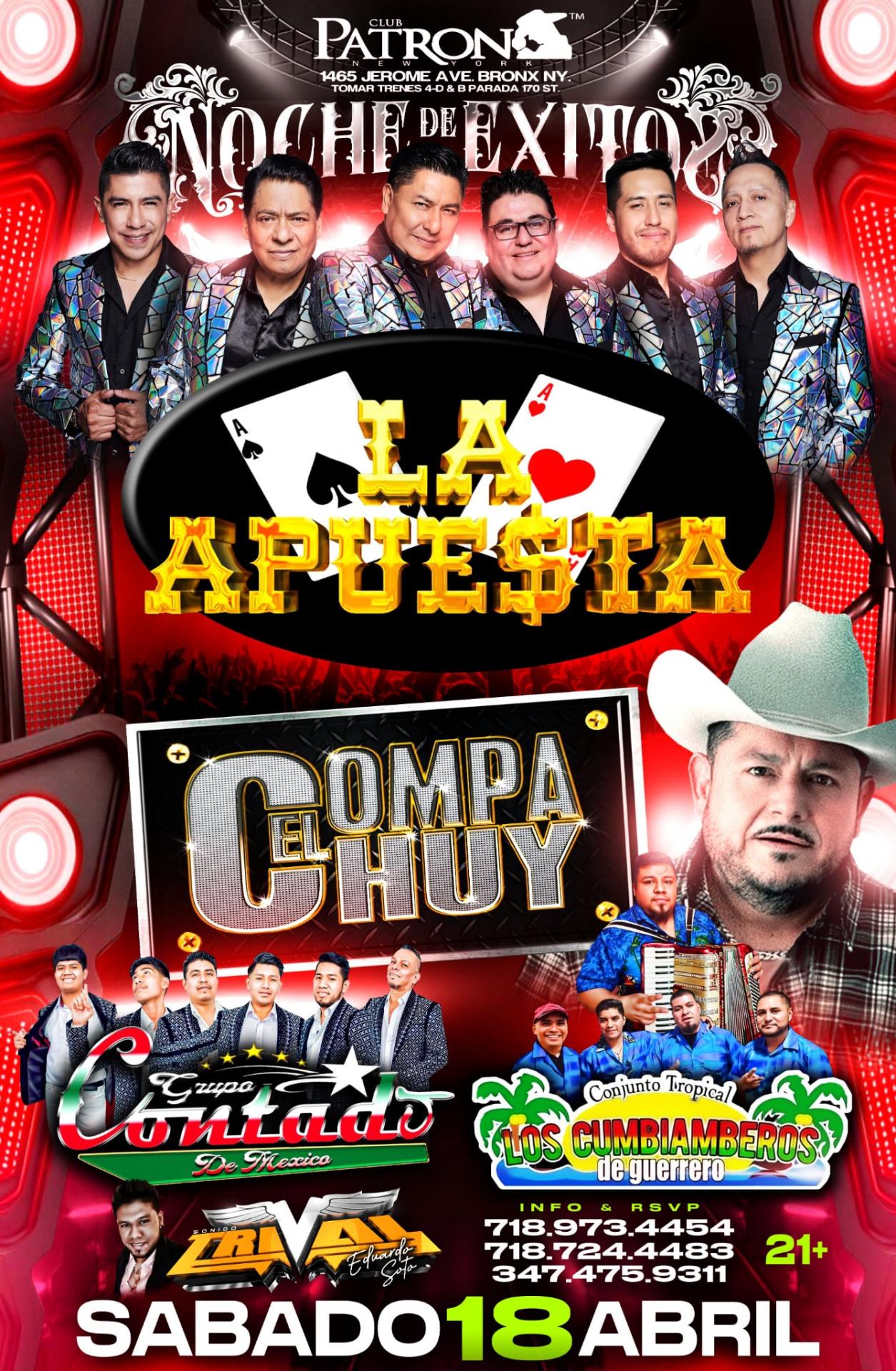 Buy tickets for LA APUESTA | COMPA CHUY | GRUPO CONTADO | LOS CUMBIABEROS LA APUESTA | COMPA CHUY | GRUPO CONTADO | LOS CUMBIABEROS