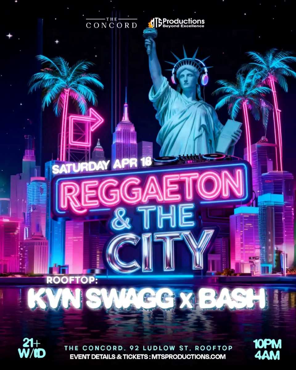 Buy tickets for Reggaeton & the City Rooftop Party Saturday at Concord NYC – Apr 18 Reggaeton & the City Rooftop Party Saturday at Concord NYC – Apr 18