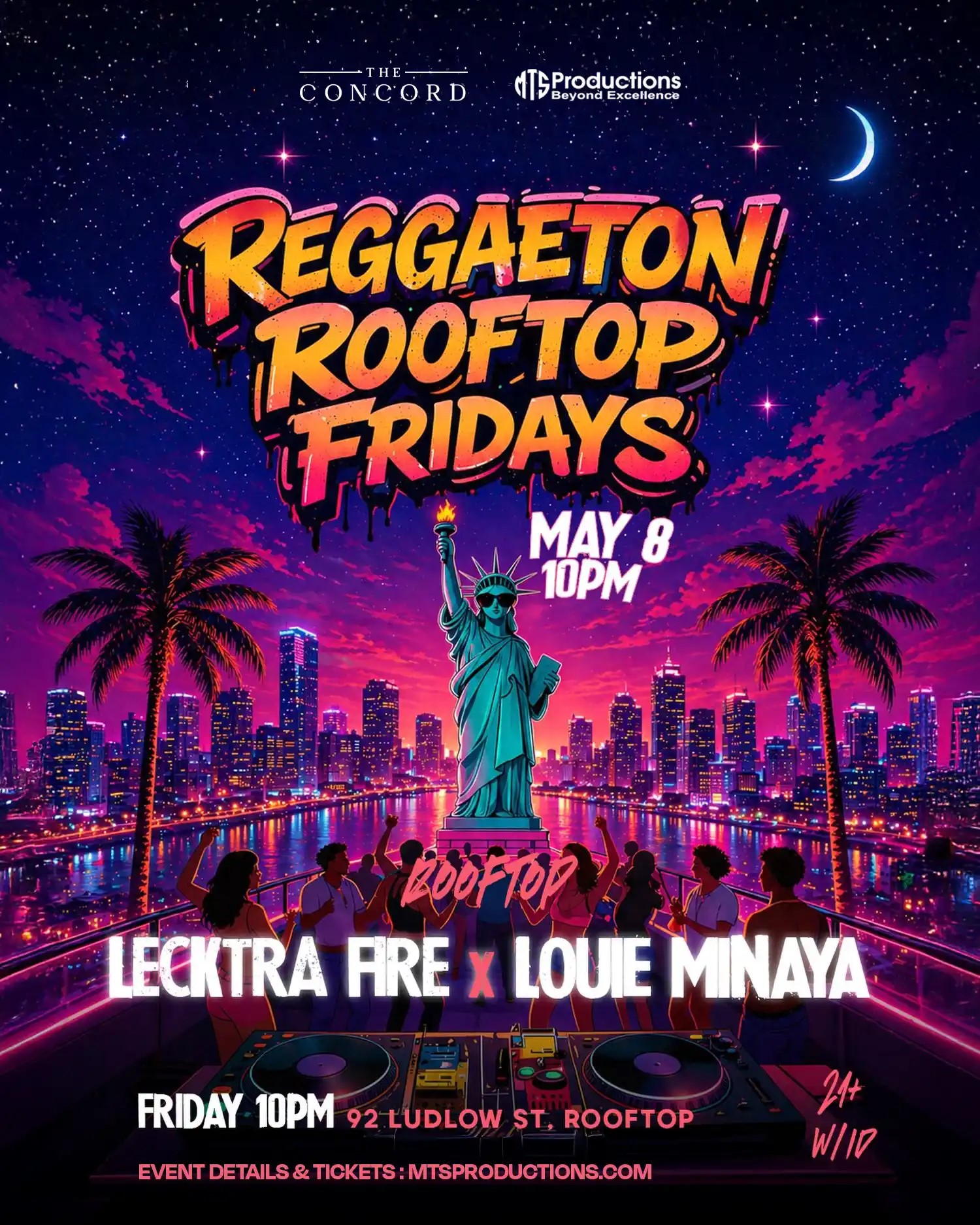 Buy tickets for Reggaeton Rooftop Fridays at Concord NYC | Friday, May 8, 2026 Reggaeton Rooftop Fridays at Concord NYC | Friday, May 8, 2026