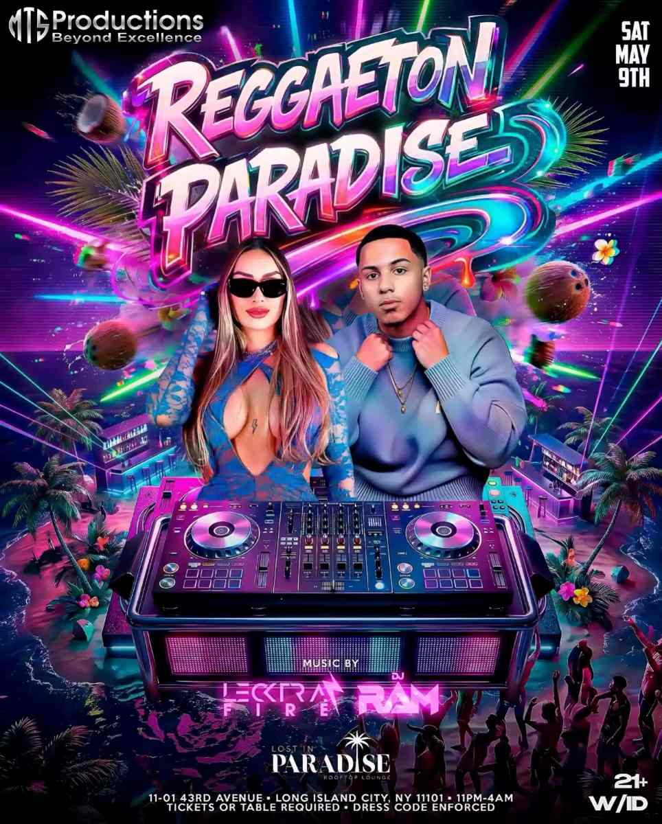 Buy tickets for Reggaeton Paradise Rooftop Party – Lost in Paradise, Queens – May 9 Reggaeton Paradise Rooftop Party – Lost in Paradise, Queens – May 9