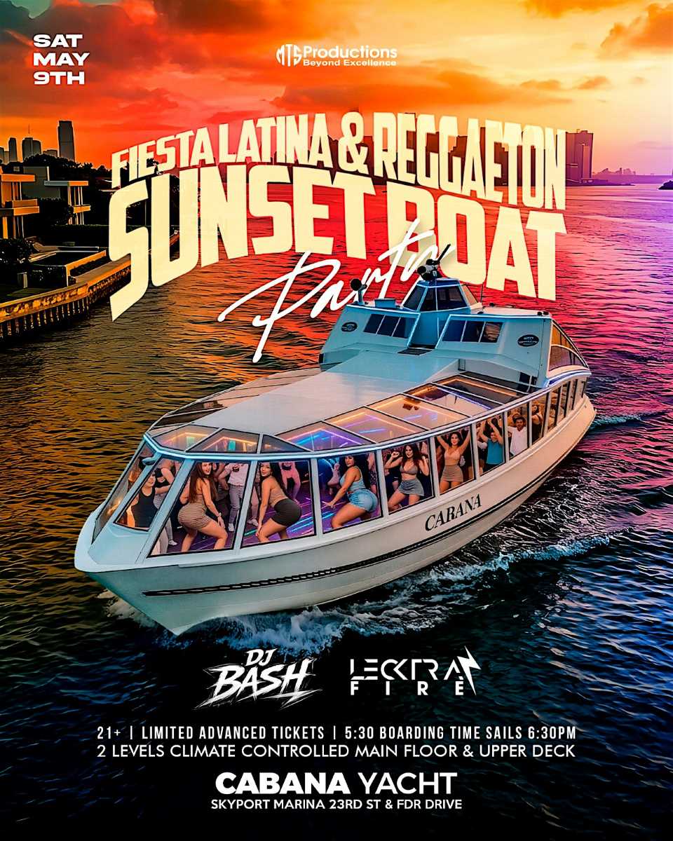 Fiesta Latina & Reggaeton Sunset Boat Party NYC at Cabana Yacht