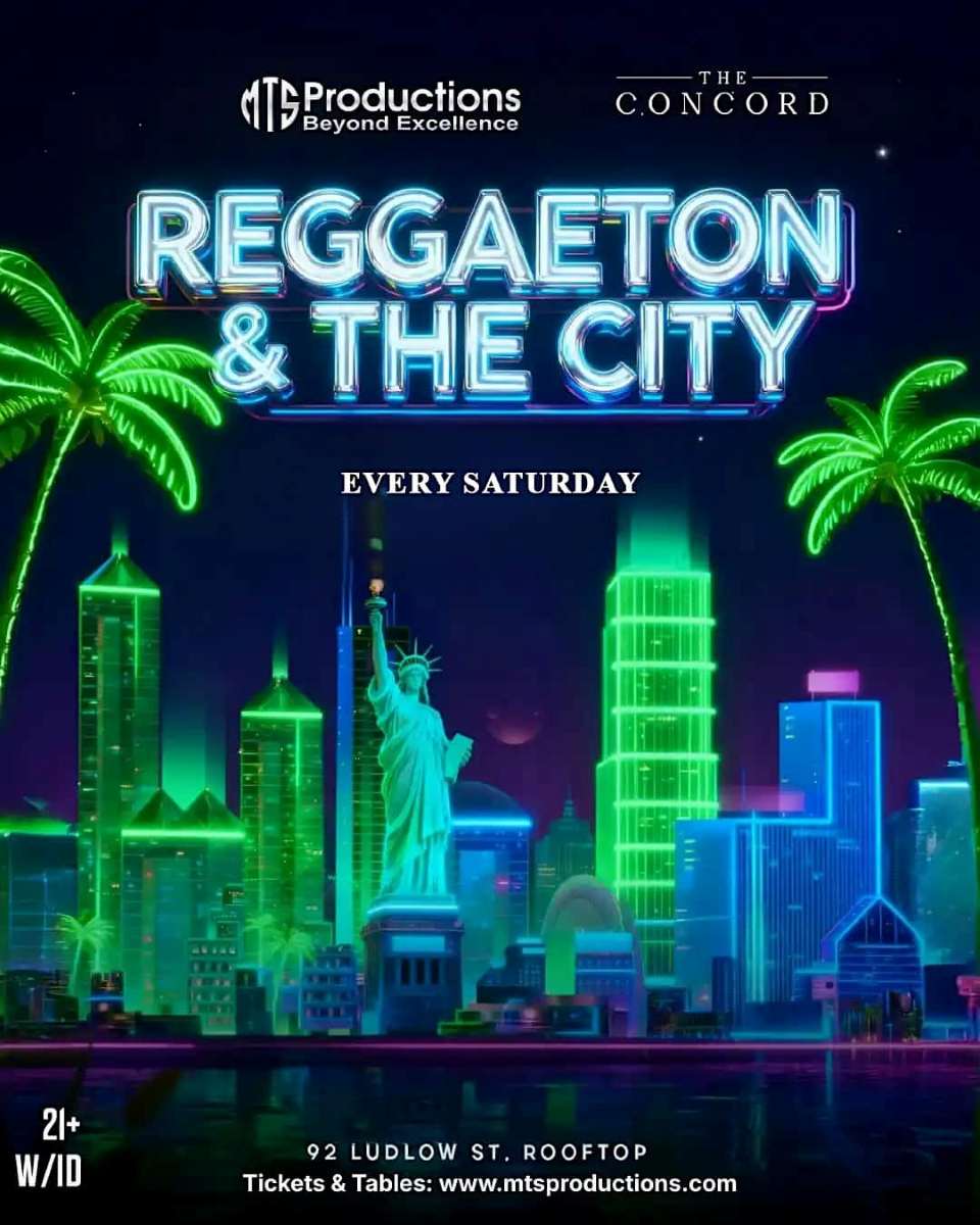 Buy tickets for Reggaeton & the City Rooftop Party Saturday at Concord NYC – May 16 Reggaeton & the City Rooftop Party Saturday at Concord NYC – May 16