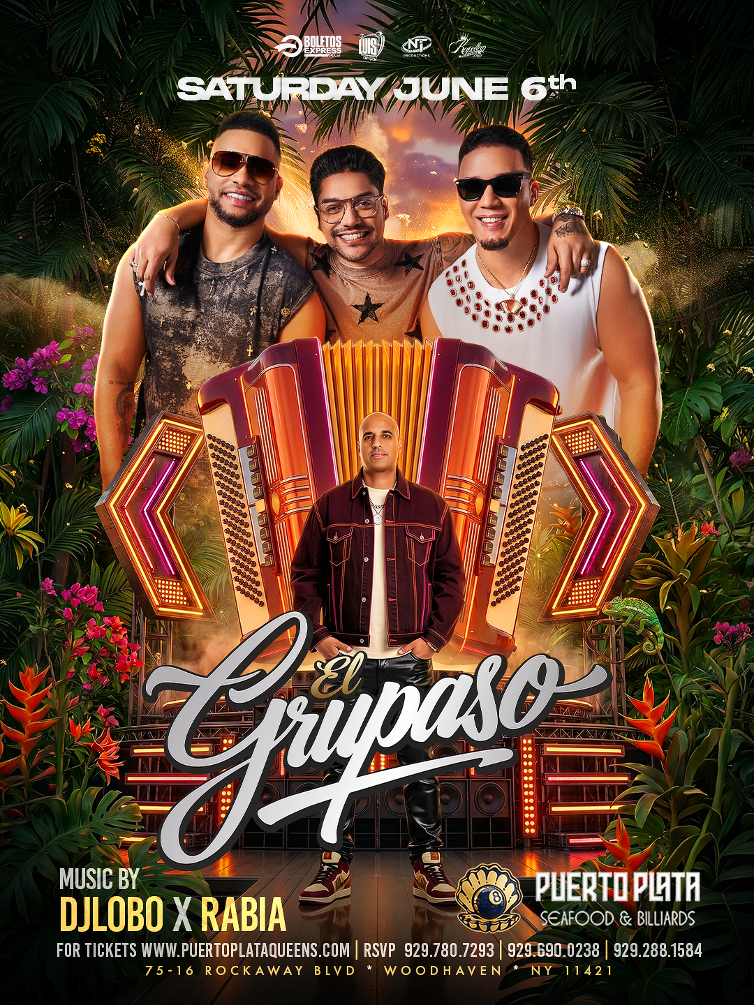 Buy tickets for El Grupaso featuring DJ Lobo @ Puerto Plata Queens El Grupaso featuring DJ Lobo @ Puerto Plata Queens