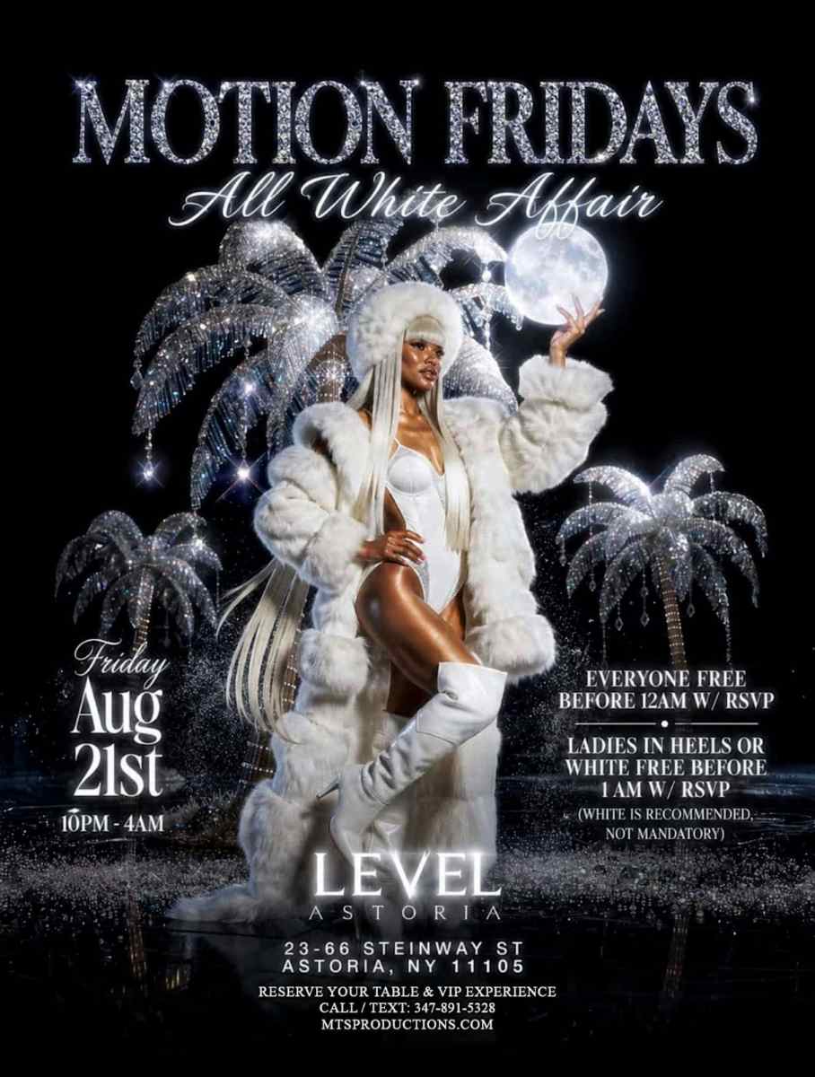 Motion Fridays | All White Affair at Level Astoria NYC – Aug 21