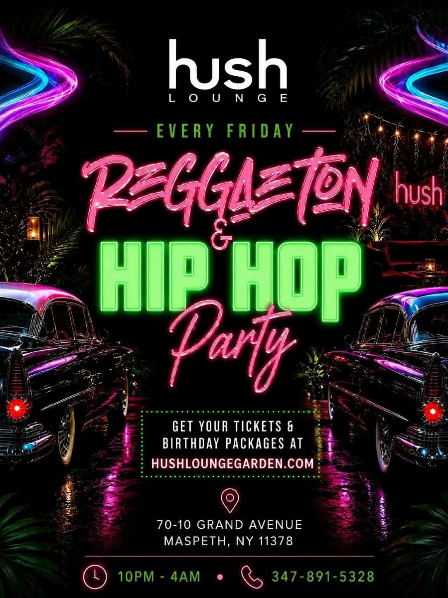 Reggaeton & Hip Hop Party NYC at Hush Lounge Garden – August 28, 2026