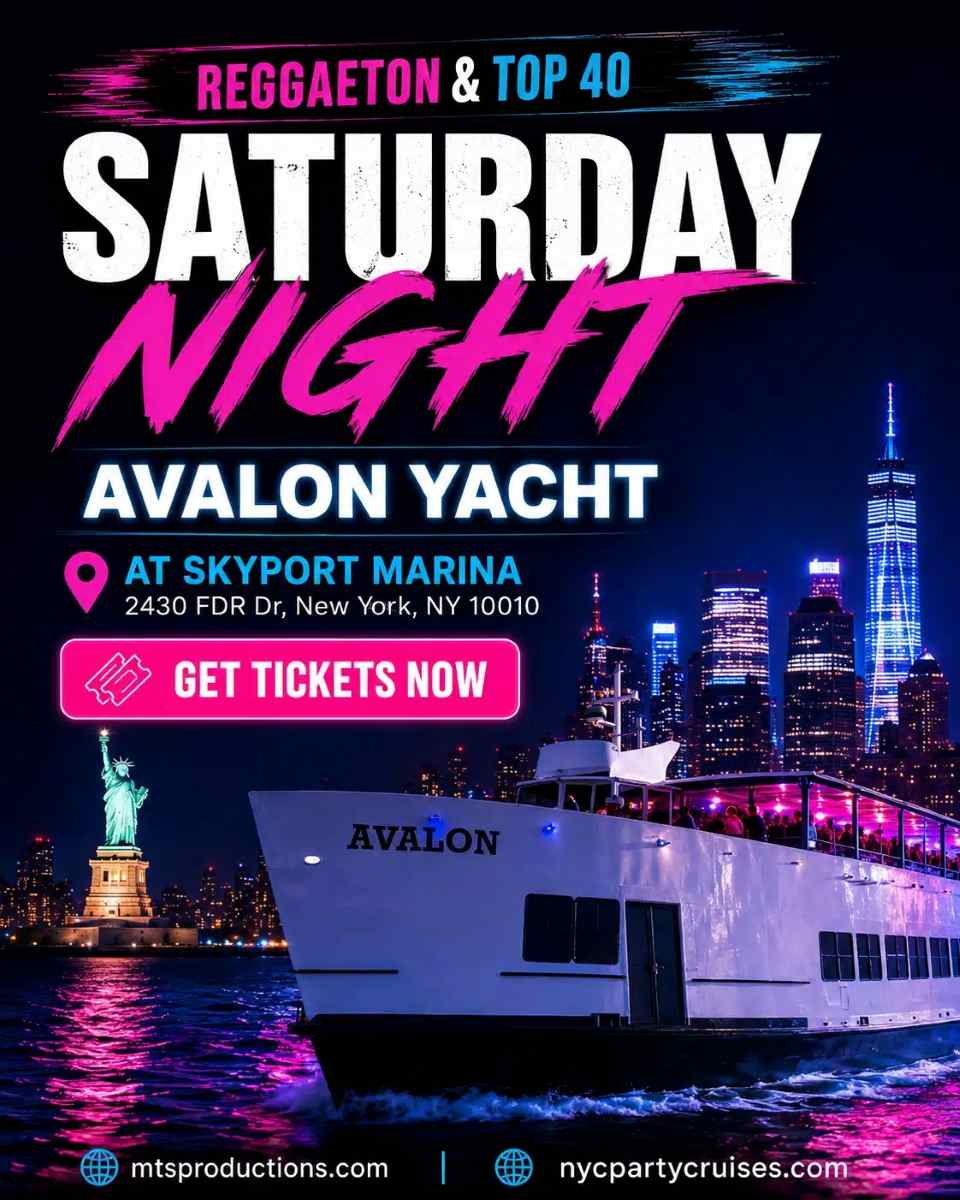 Reggaeton Boat Party NYC | Avalon Yacht at Skyport Marina | Sep 12