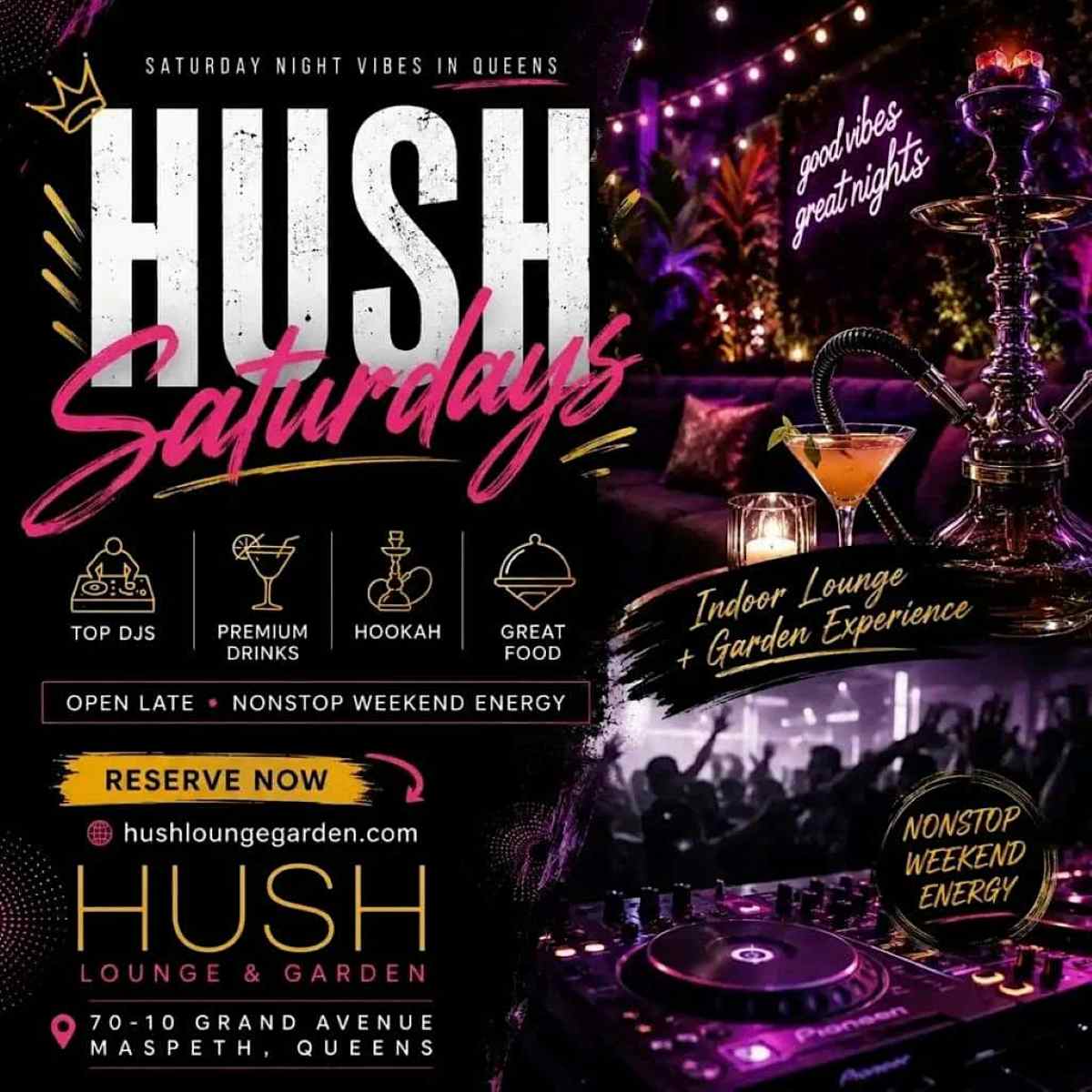 Hush Saturdays at Hush Lounge Garden Queens - Sep 12