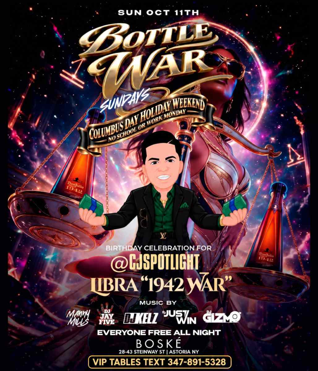 Buy tickets for Bottle War Sundays at Boské Astoria – CJ Spotlight Birthday Celebration Bottle War Sundays at Boské Astoria – CJ Spotlight Birthday Celebration