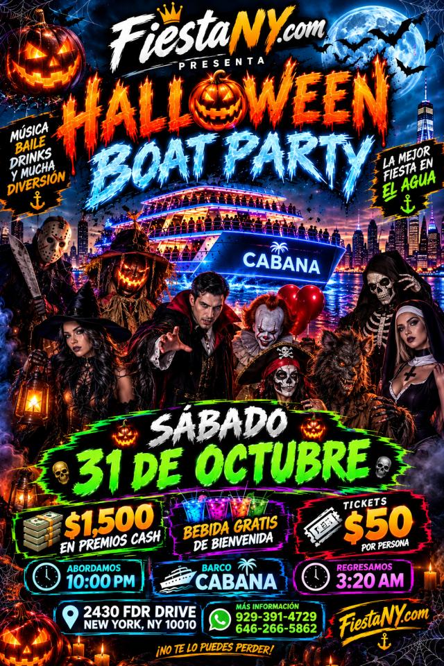 HALLOWEEN EN BARCO + $1500 CASH EN PREMIOS